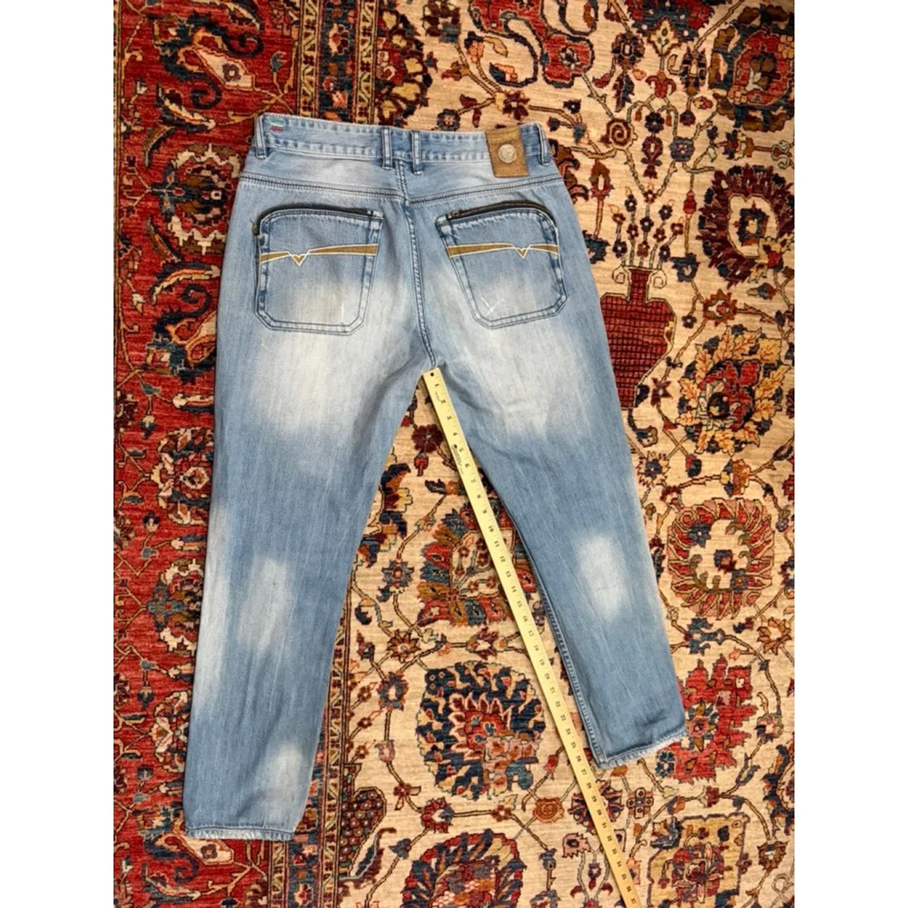 Diesel Industry Jeans Light Wash Slim Fit Zip Pocket Distressed Size 34